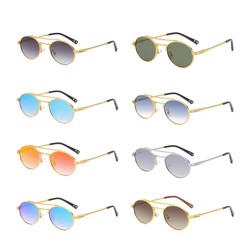 Peekaboo green blue mirror akiniai nuo saulės vyrams dvigubai tiltas retro stiliaus apvalus saulės akiniai moterims full metal uv400 dovanos 4
