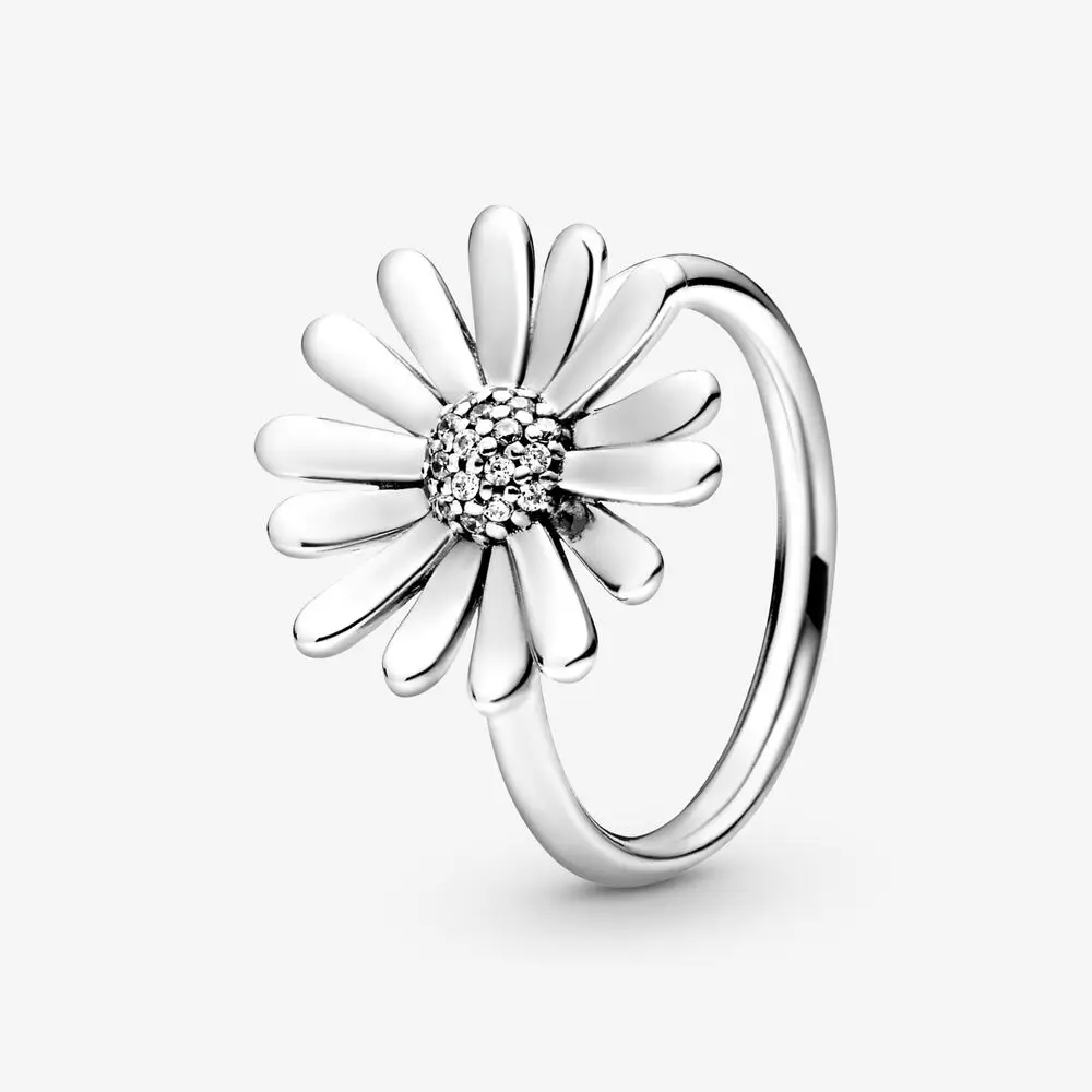 925 Sterlingas Sidabro visos Žiedas Apakinti Daisy Gėlių Su Crystal Žiedai Moterų Vestuvės Juvelyrika 5