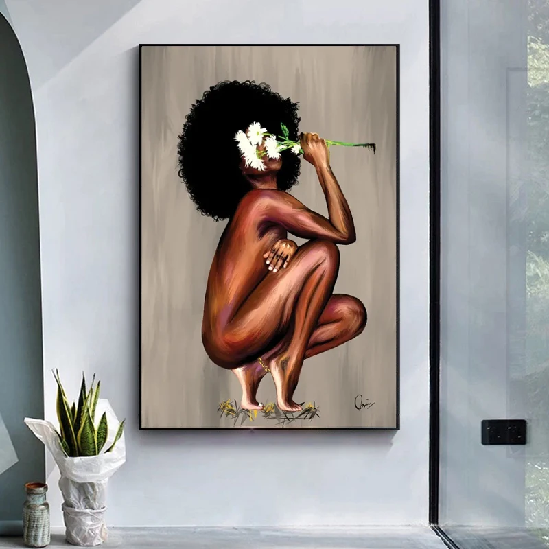 Plika Juodosios Afrikos Moterų Plakatas Spausdina ant Drobės Tapybai Šiuolaikinio Cuadros Dekoratyvinės Sienų paveiksl už Kambarį Namų Dekoro 4