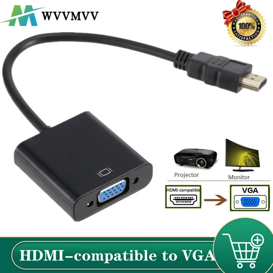 WVVMVV HD 1080P HDMI suderinamus į VGA adapteris keitiklis, laidas, Skirtas Xbox PS4 PC nešiojamas TV box prie projektoriaus ekranas HDTV 1