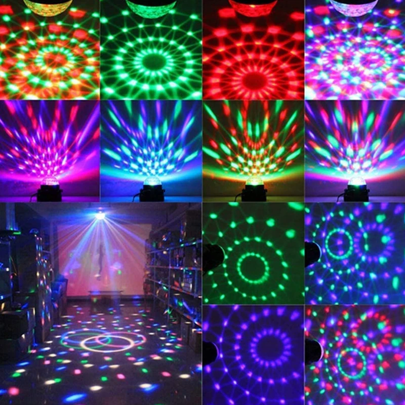 3W RGB LED Etapo Poveikį Žibintai Garso Aktyvuotas Sukasi Pupelių DJ Disco Ball Šalies Mirksėtų Žiburiai, Namų Grupė Kalėdų Kalėdos 0