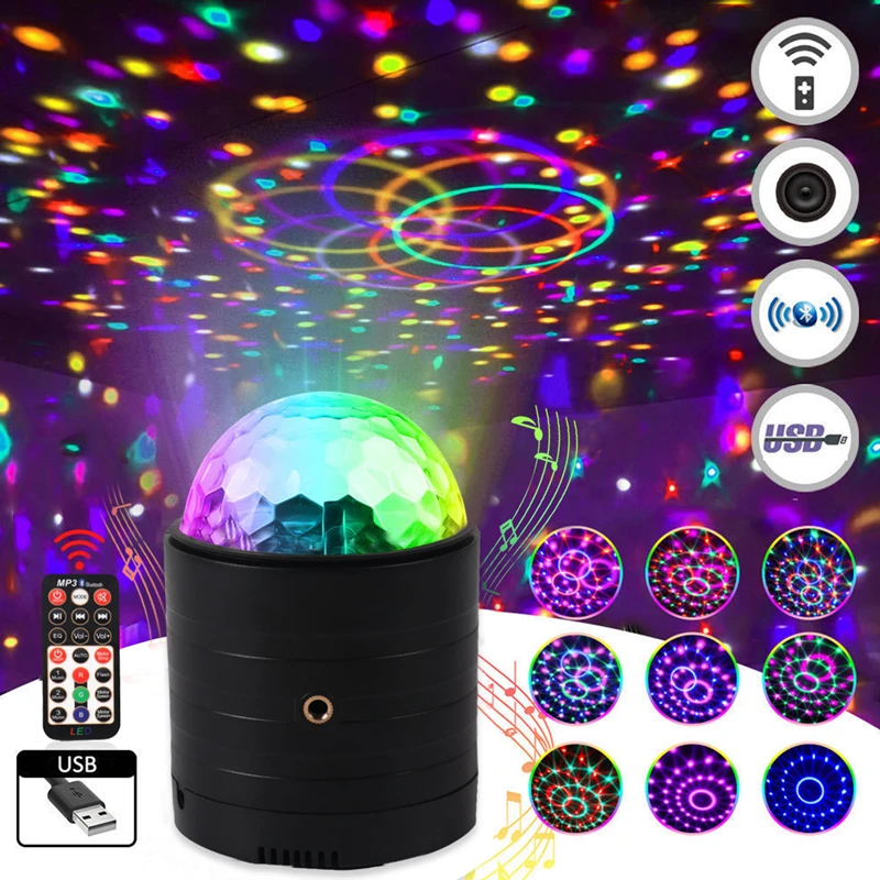 3W RGB LED Etapo Poveikį Žibintai Garso Aktyvuotas Sukasi Pupelių DJ Disco Ball Šalies Mirksėtų Žiburiai, Namų Grupė Kalėdų Kalėdos 4