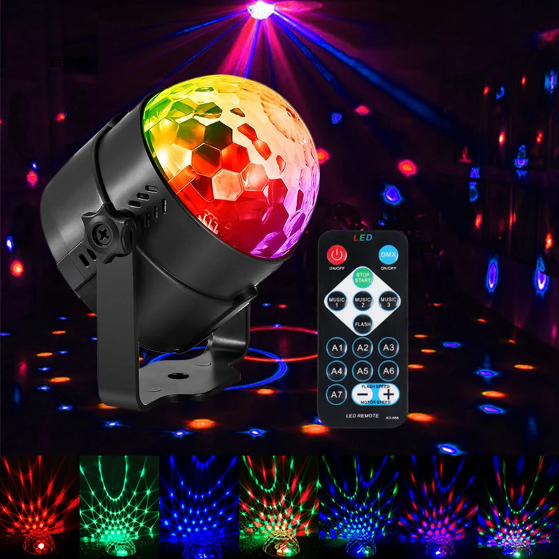 3W RGB LED Etapo Poveikį Žibintai Garso Aktyvuotas Sukasi Pupelių DJ Disco Ball Šalies Mirksėtų Žiburiai, Namų Grupė Kalėdų Kalėdos 5