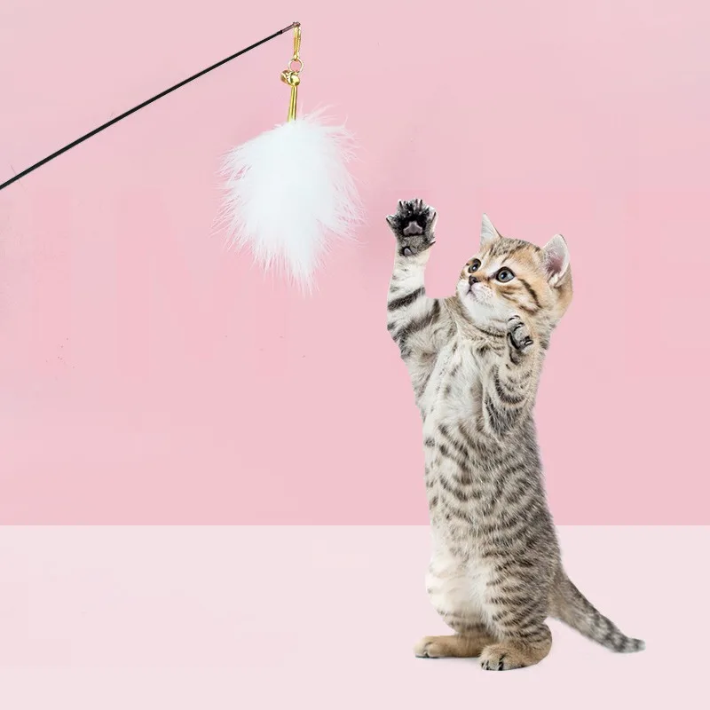 Kačių Žaislai Kačiukas Interaktyvus Stick Funny Cat Meškere Žaidimas Lazdelė Plunksnų Stick Žaislas Naminių Reikmenys Katė Priedų 1