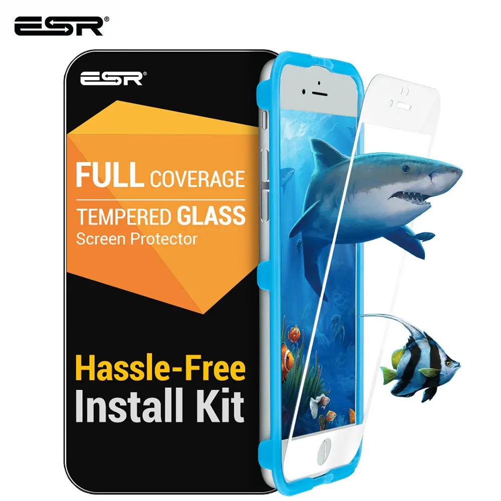ESR Screen Protector, iPhone 8 7 Plius Minkštas Kraštas Padengti Filmas HD Anti Blue-Ray Grūdintas Stiklas iPhone 8 7 Ekrano Flim Stiklo 0