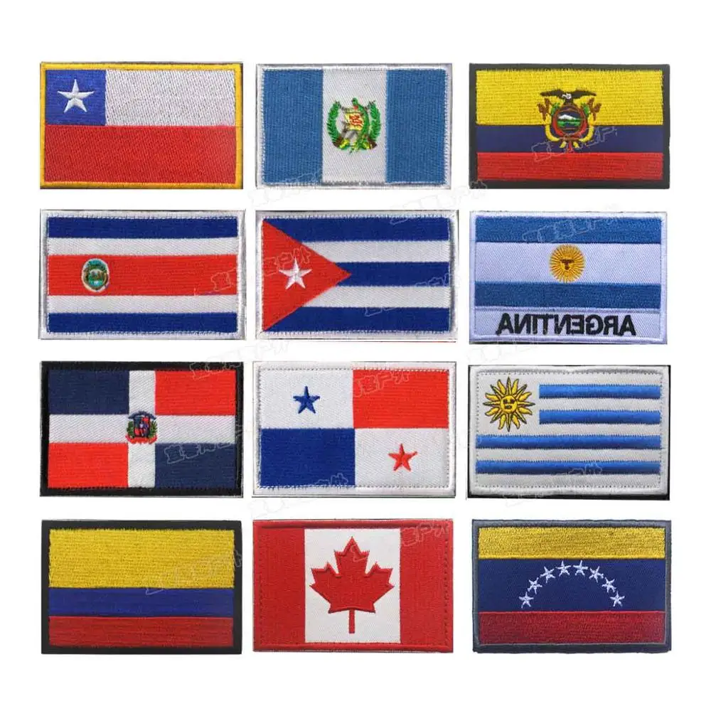 Americas Siuvinėjimo Pleistrai Emblemos Emblema karinės Armijos 8*5cm PASIDARYK pats Aksesuaras Kablys ir Kilpa Taktinis Argentina Kolumbija 2