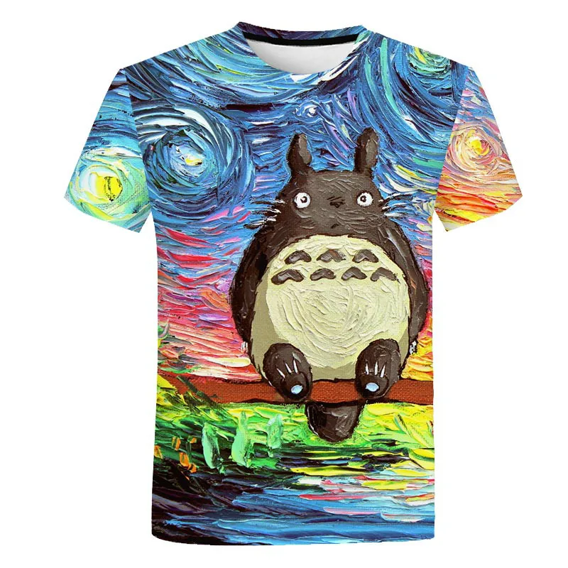 Naujas Anime Mano Kaimynas Totoro 3D Berniukų ir Mergaičių T-shirt Spausdinti Trumpas Rankovės Hayao Miyazaki T-shirt Animacinių filmų Vaikams Didelio Dydžio Atsitiktinis 0