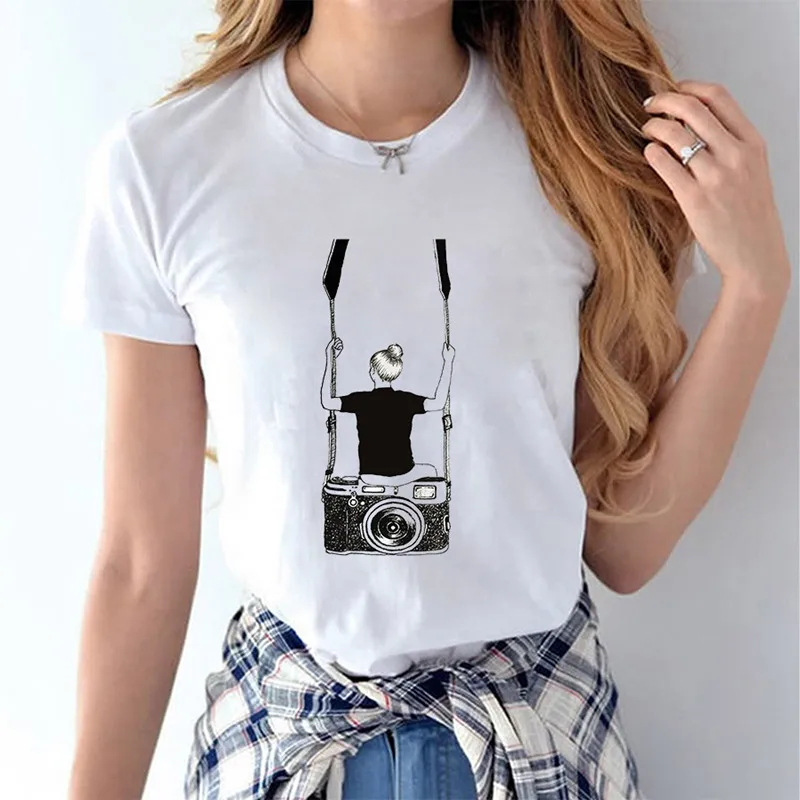 Naujas korėjos Harajuku moteriški marškinėliai Atsitiktinis Tumblr Spausdinami T Marškinėliai Balti O-kaklo trumpomis Rankovėmis Viršūnes Plius Dydis Moteris, Drabužių 2019 5