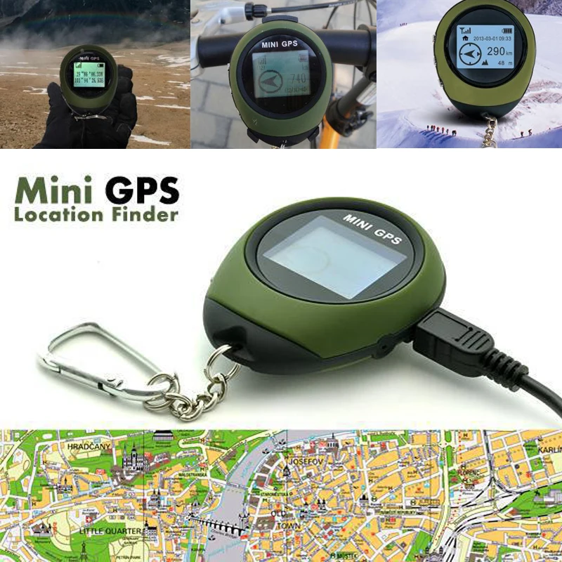 Mini GPS Seklys Locator Finder Navigacijos Imtuvas, Delninis USB Įkrovimo Skaitmeninis Kompasas, Lauko Kelionės 1