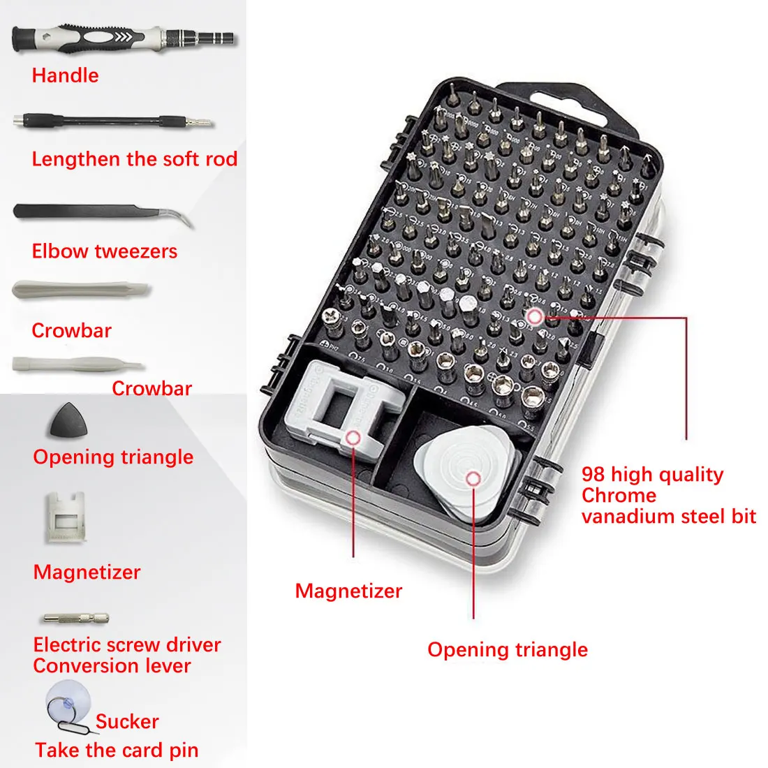 Mini Magnetinis Atsuktuvas Bit 115 1 Atsuktuvų Rinkinys Daugiafunkcinis Tikslumo Atidarymo Remonto Įrankiai, Skirti Telefonai Tablet PC 5