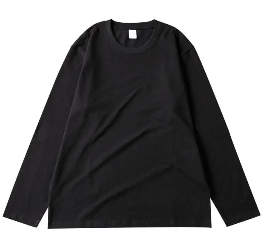 Vyriški Apvalios Kaklo Marškinėliai Kieto Spalvų Prarasti Medvilnės ilgomis Rankovėmis T-Shirt 1