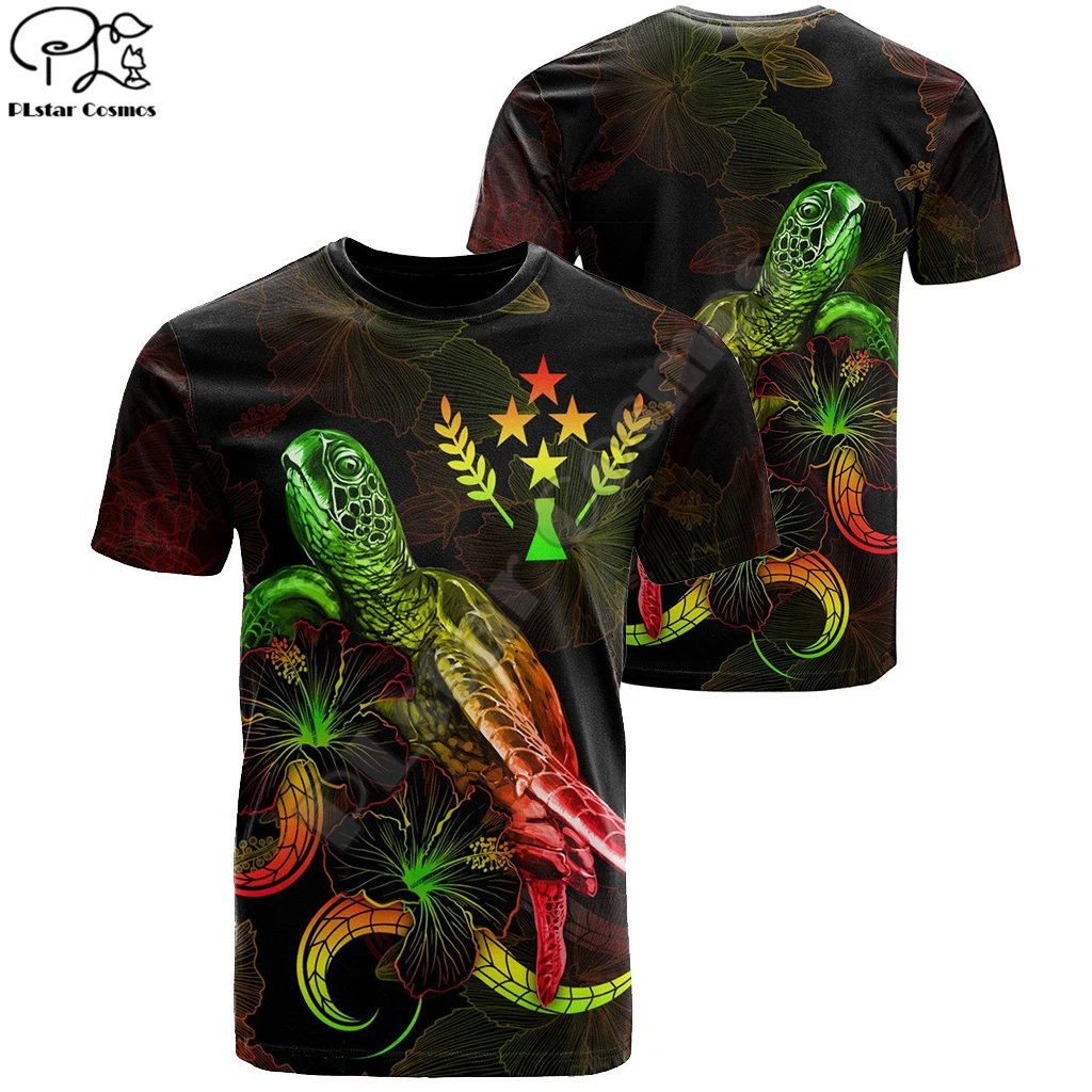 PLstar Kosmosas 2021 Kosrae Polinezijos Mados Vyrų/Moterų Hibiscus T-Shirts 3D Spausdinimo Vasaros Trumpas Rankovėmis Tee Spalvinga Viršūnes Stilius-7 0