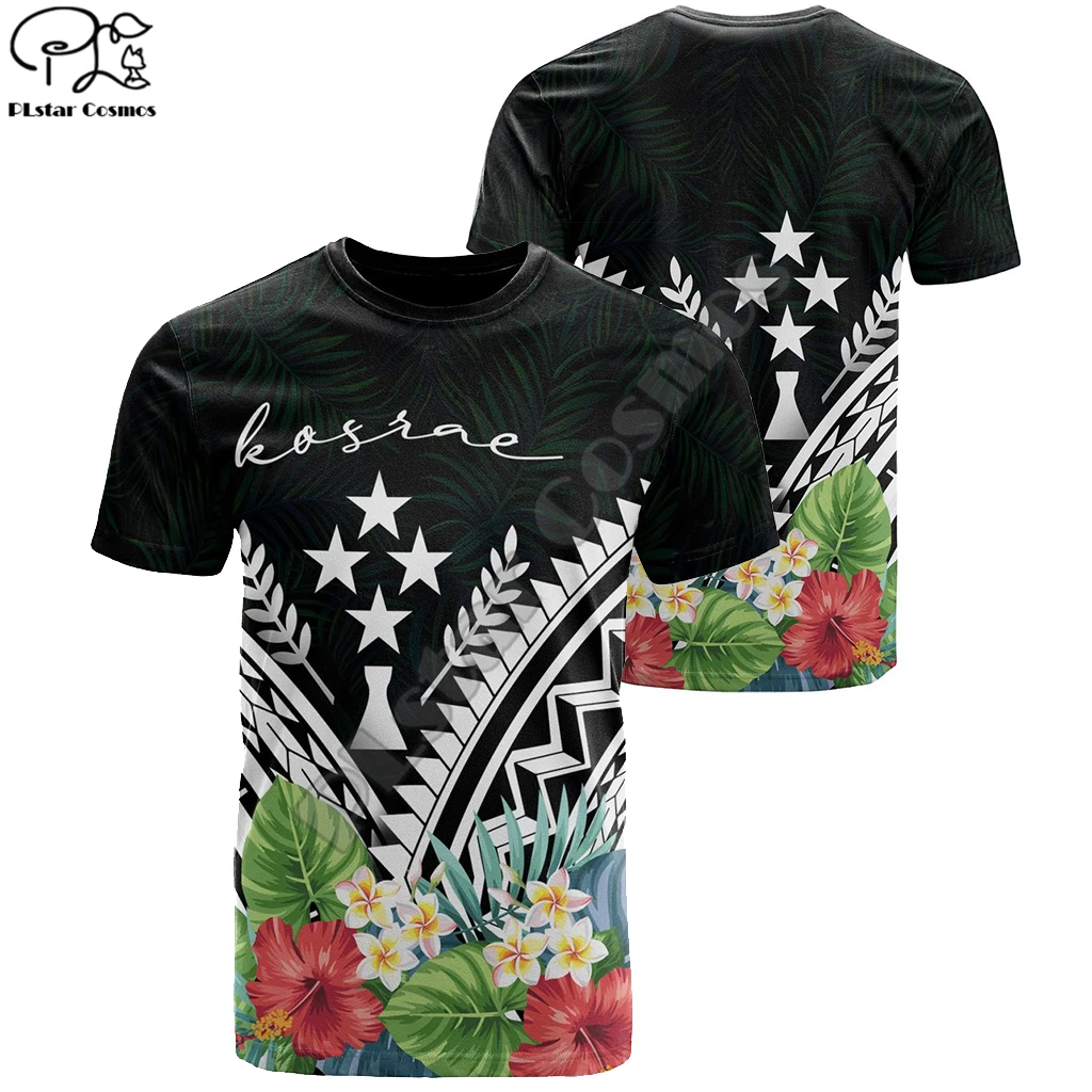 PLstar Kosmosas 2021 Kosrae Polinezijos Mados Vyrų/Moterų Hibiscus T-Shirts 3D Spausdinimo Vasaros Trumpas Rankovėmis Tee Spalvinga Viršūnes Stilius-7 1