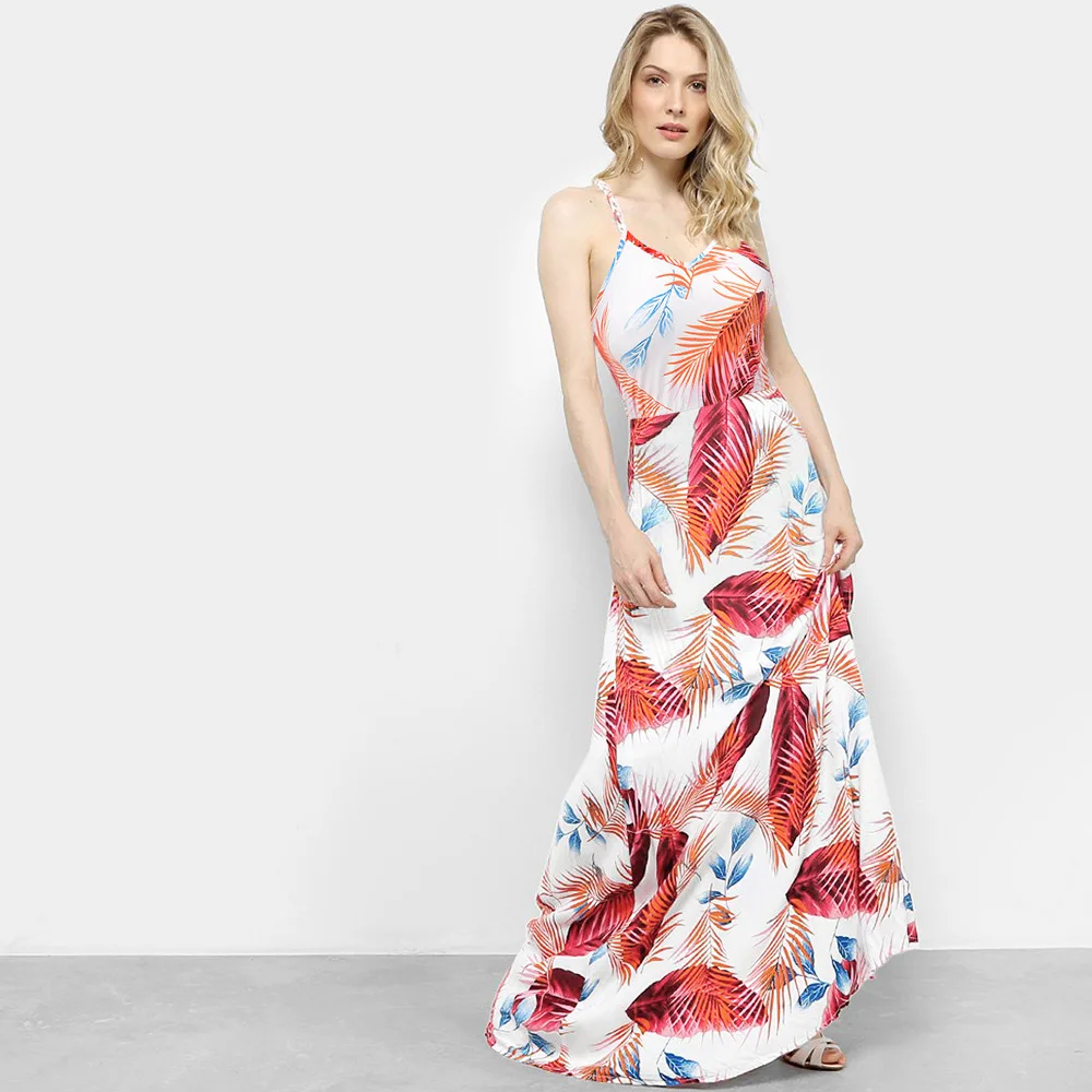 2021 mados moterų seksualus vasaros atostogų spausdinti suspender suknelės moteris harajuku maxi vintage drabužių ilgos suknelės moterims 4