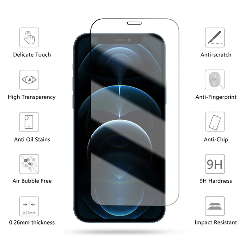 4Pcs Stiklo iPhone 12 7 8 Plius 6 5S 6S SE 2020 Screen Protector, iPhone 11 12 Pro Max Mini XR XS X Apsauginis Stiklas 0