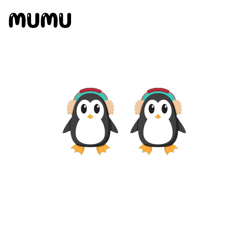 2020 Naujas Žiemos Miško Gyvūnų Stud Auskarai Mielas Fox Pingvinas Meškėnas Epoksidinės Dervos Rankų Darbo Jewelrys 4