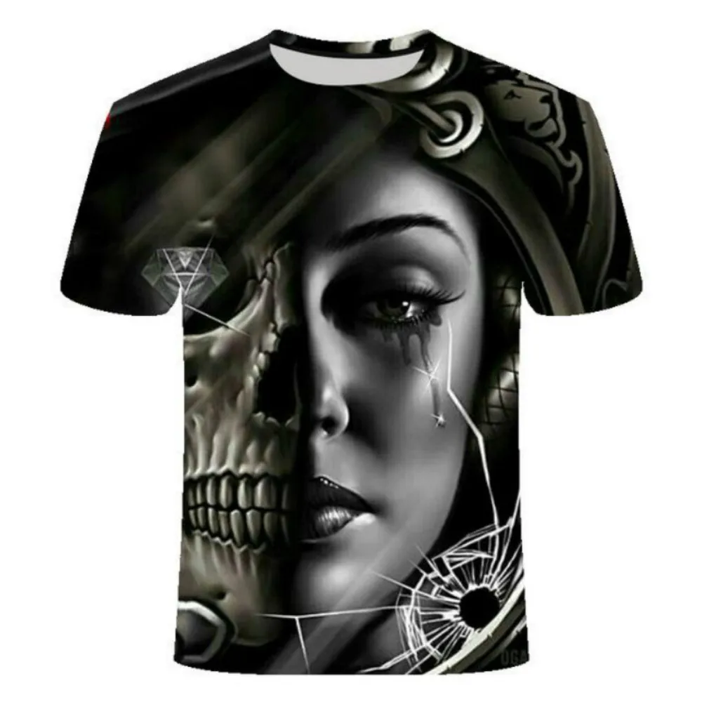 2021 naujas 3d kaukolė pokerio įdomu, T-marškinėliai, vyriški karšto pardavimo prekės atsitiktinis 3D spausdinimo T-shirt vasaros T-shirt Azijos dydis 2