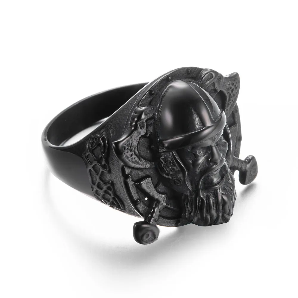 Patikima Rock, Punk Vikingų Kariai žiedas Odin Skandinavų Šarvai kirvis žiedo karo Dievo Kaukolė Barzda Žiedas, skirtas moterims, vyrams R00043 2