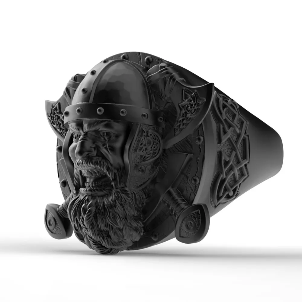 Patikima Rock, Punk Vikingų Kariai žiedas Odin Skandinavų Šarvai kirvis žiedo karo Dievo Kaukolė Barzda Žiedas, skirtas moterims, vyrams R00043 4