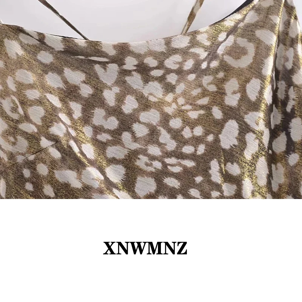 XNWMNZ Za Moterų Elegantiškos Mados seksualus Leopardas Spausdinti Minkšta Midi Camisole Suknelė Vintage Backless Plonas Dirželiai Moterų Suknelės Mujer 2