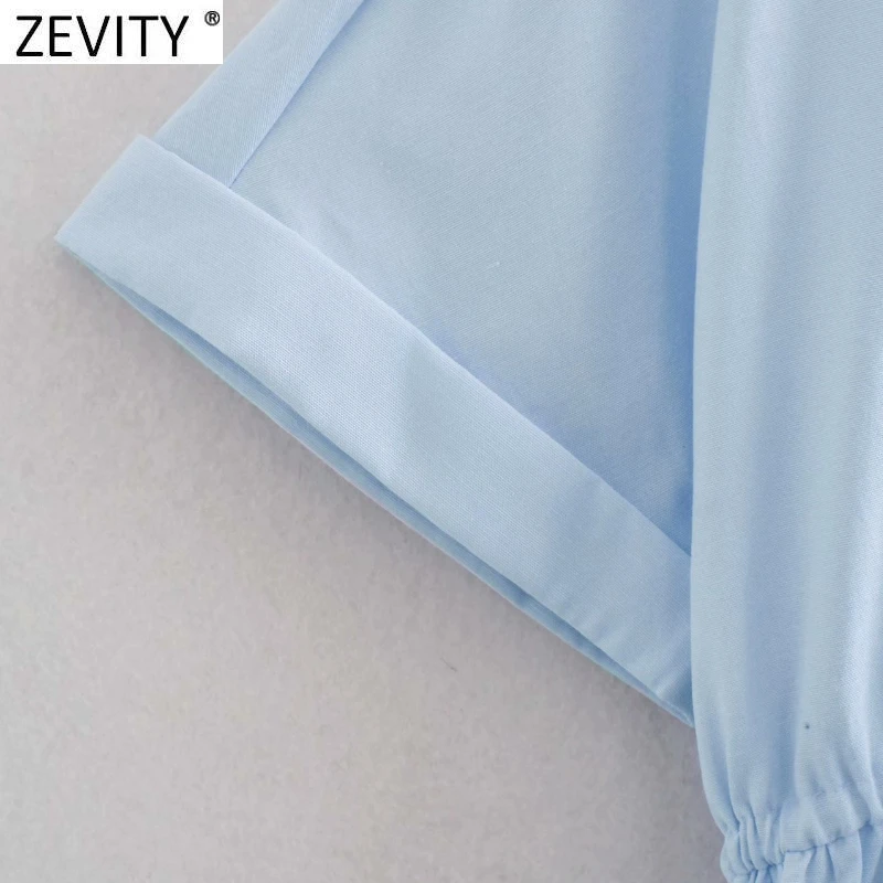 Zevity Naujas Moterų vientisos Spalvos Juosmens sutraukimo juostelę Klostes Shirtwaist Moteriška Suknelė trumpomis Rankovėmis Chic Atsitiktinis Kimono Mini Vestido DS8164 3