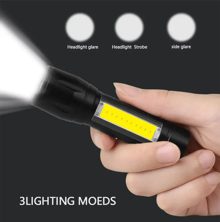 Nešiojamų T6 COB LED Žibintuvėlis atsparus Vandeniui Taktinis USB Įkrovimo Kempingas Žibintų Zoomable Dėmesio Žibintuvėlis Šviesos Lempos Naktį Žibintai 2