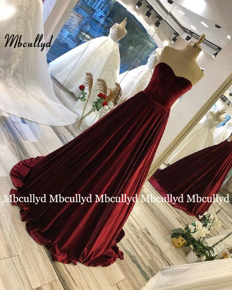 Musulmonų Bordo Vakaro Suknelės 2021 Linijos, V-kaklo, ilgomis Rankovėmis Aukso Nėrinių Dubajus Abaja Saudo arabų Maroko Ilgai Promenadzie Suknelė 2