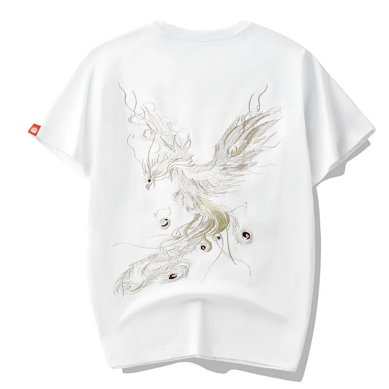 2021 Dizaineris Black Marškinėliai Siuvinėjimo Phoenix Vyrai Gatvės Mados prekinio Ženklo Medvilnės Pusė trumpomis Rankovėmis T-shirt vyrams Viršuje Tee M-4XL 4