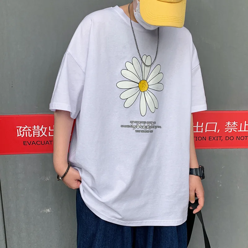 2020 metų Vyrų Vasaros Floower Harajuku T-shirts Vyras INS Atsitiktinis Japonijos Streetwear Tshirts Vyrų korėjos Medvilnės Drabužius 4XL 1