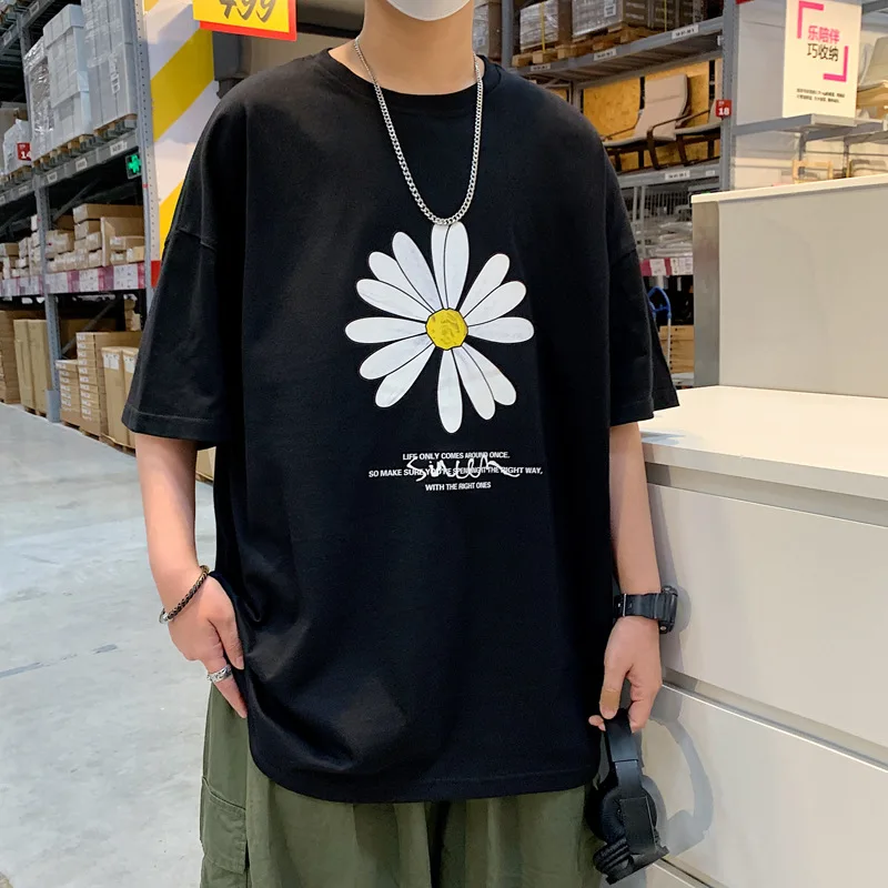 2020 metų Vyrų Vasaros Floower Harajuku T-shirts Vyras INS Atsitiktinis Japonijos Streetwear Tshirts Vyrų korėjos Medvilnės Drabužius 4XL 3