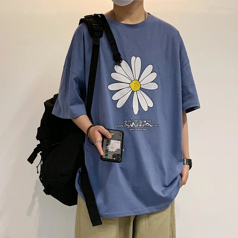 2020 metų Vyrų Vasaros Floower Harajuku T-shirts Vyras INS Atsitiktinis Japonijos Streetwear Tshirts Vyrų korėjos Medvilnės Drabužius 4XL 4