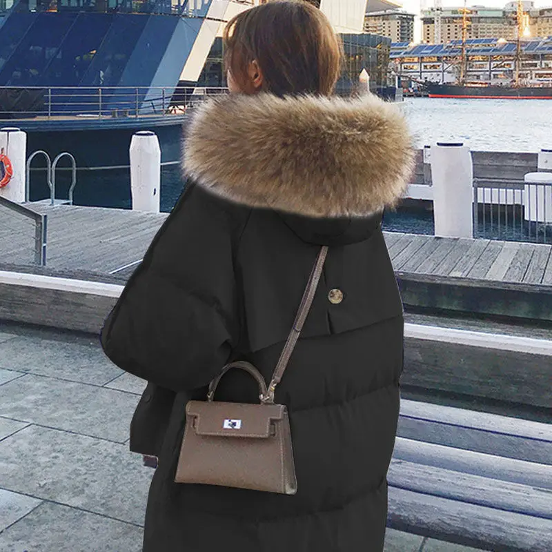 Suofun Storio X-Long Hood Derliaus 2021 Karšto Pardavimo Žiemą Šiltas Korėja Stiliaus Striukė Moteriška Moterų Negabaritinių Parkas Žiemą Ilgas Kailis 4