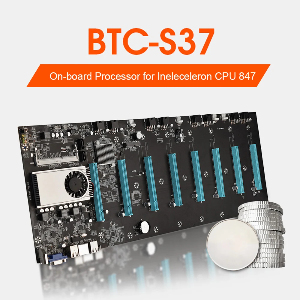 BTC-S37 Kasybos Mašinos Plokštę 8 PCIE 16X vaizdo plokštė SODIMM DDR3 SATA3.0 Paramą VGA + HDMI Suderinamus VS BTC-37 1