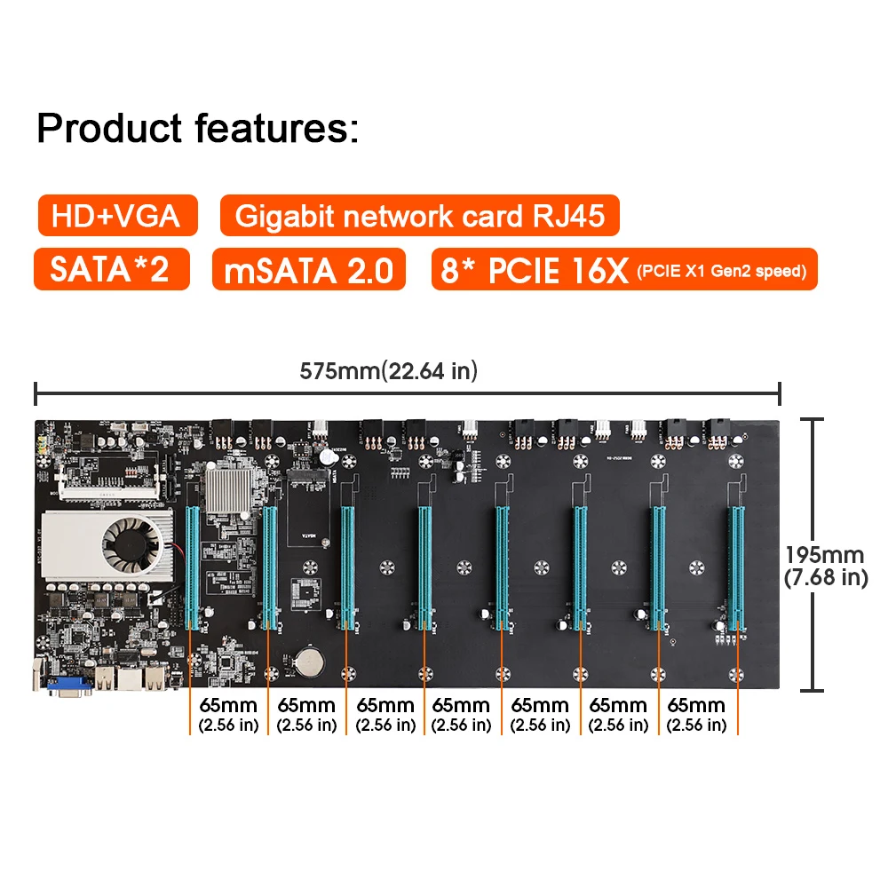 BTC-S37 Kasybos Mašinos Plokštę 8 PCIE 16X vaizdo plokštė SODIMM DDR3 SATA3.0 Paramą VGA + HDMI Suderinamus VS BTC-37 4