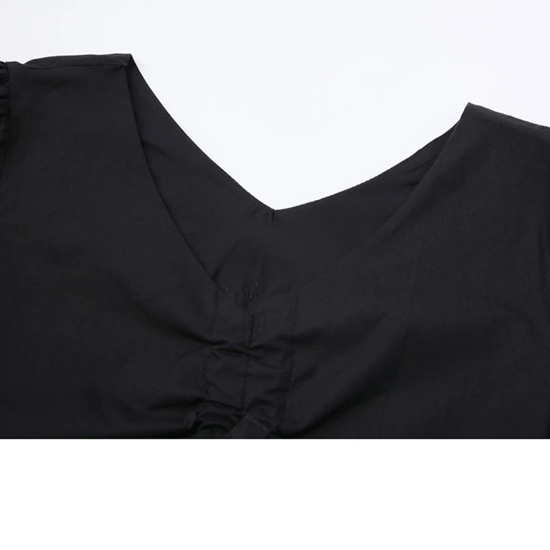 Gotikos V NeckShort Sleeve Black Pasėlių Marškinėliai Moterims Streetwear Seksualus Tvarstis Pasėlių Viršuje 2021 M. Vasaros Atsitiktinis Chic Slim Marškinėliai Moteriška 0
