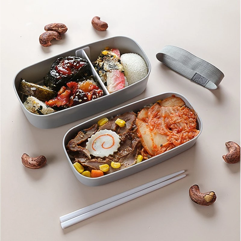 Sveikos Medžiaga, Pietūs Lauke 2 Sluoksnis Kviečių Šiaudų Bento Dėžutes, Mikrobangų Krosnelė, Indai Maisto Produktams Laikyti Maisto Konteineryje Lunchbox Bakas 0