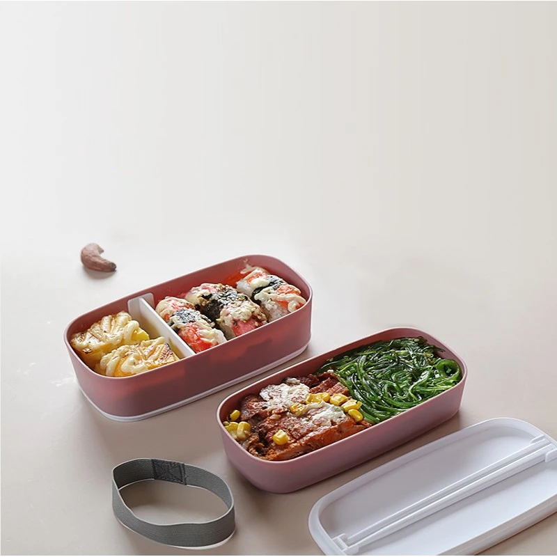Sveikos Medžiaga, Pietūs Lauke 2 Sluoksnis Kviečių Šiaudų Bento Dėžutes, Mikrobangų Krosnelė, Indai Maisto Produktams Laikyti Maisto Konteineryje Lunchbox Bakas 1
