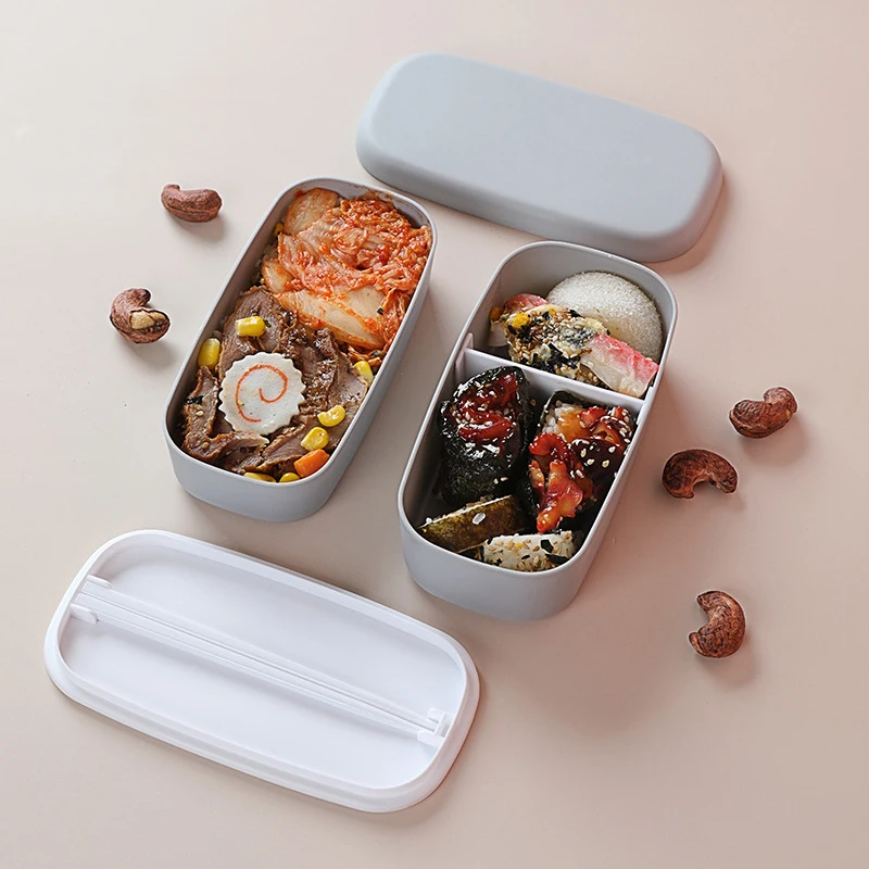 Sveikos Medžiaga, Pietūs Lauke 2 Sluoksnis Kviečių Šiaudų Bento Dėžutes, Mikrobangų Krosnelė, Indai Maisto Produktams Laikyti Maisto Konteineryje Lunchbox Bakas 4