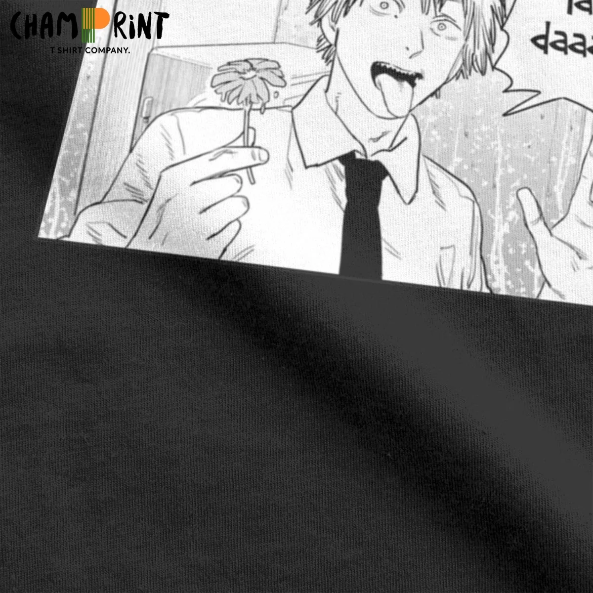 Humoro Denji Su Gėlių T-Marškinėliai Vyrams, Apvalios Apykaklės T Shirts Pjūklą Vyras Manga Velnias Anime Trumpas Rankovės Marškinėliai, Originalus Viršūnės 3