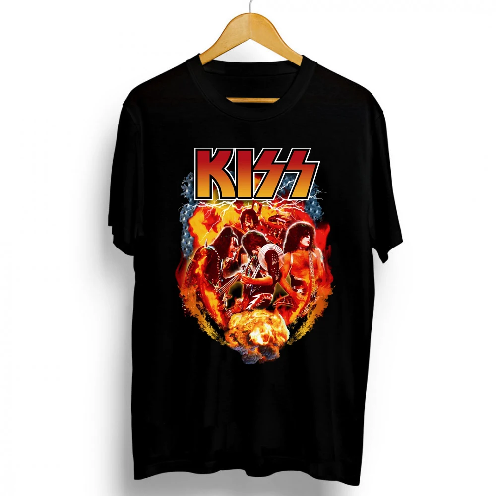 2021 Naujas Mados Kiss Rock Band Laišką Plakatas vyriški T-Shirt Grafikos Juokinga Atsitiktinis trumpomis Rankovėmis Apvalios Kaklo Marškinėliai, Hip-Hop Tees 1