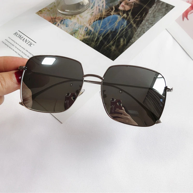 2020 moterų tendencija Poliarizuota Aikštė akiniai nuo saulės Prabangos prekės Negabaritinių Metalo rėmas Vintage veidrodis Akiniai nuo saulės Moterų UV400 2