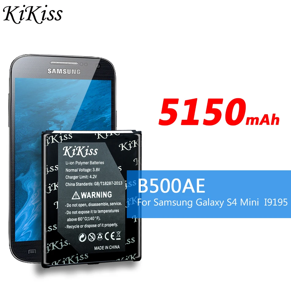 KiKiss B500BE Baterijos Samsung GALAXY S4 Mini GT - I9190 I9192 I9195 I9198 S4Mini 3pins B500AE Pakeitimo Telefono Baterija 4