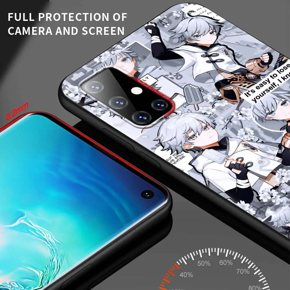 Genshin Poveikio Žaidimas, Telefono dėklas, skirtas Samsung Galaxy A51 A71 A50 A21s A31 A10 A20e A41 A70 A30 A11 A40 A20s Minkštas Juodas Viršelis 2