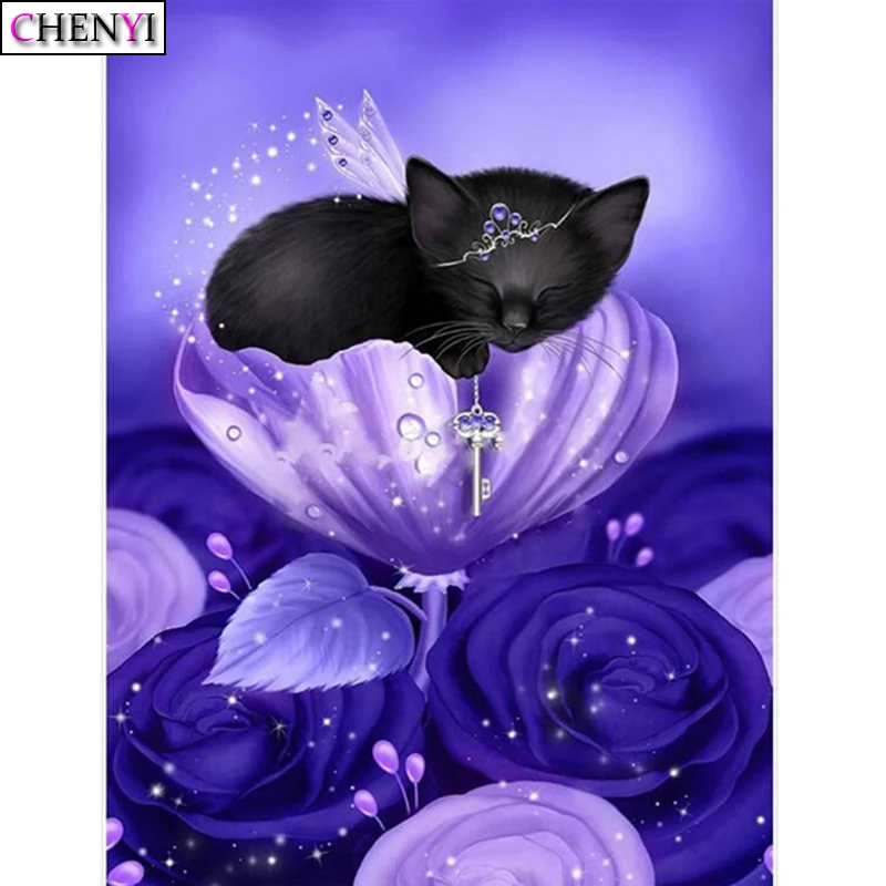 CHENYI 5D Diamond Siuvinėjimo Gyvūnų Katė 