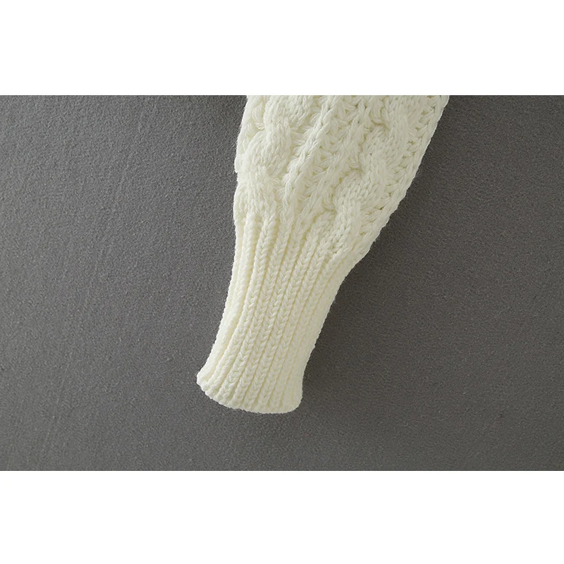Rudenį megzti megztinis korėjos long sleeve top moterų derliaus pasukite žemyn apykaklės twist megztinis seksualus tuščiaviduriai iš megztinis baltos 2020 m. 4