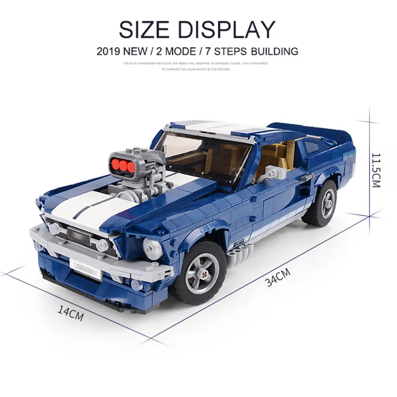 Kūrėjas Karšto Pardavimo Modelį Lenktyninį Automobilį Ss Modulinė Statyba Blokai, Plytos Veiksmų Skaičiai Mustang Švietimo Vaikai Vaikų Berniukų Žaislai 0