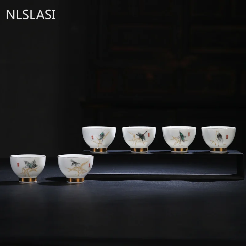 6 vnt./daug Jingdezhen Keramikos teacup tieguanyin Mažų puodeliai porceliano Arbatos rinkinys, Priedai Meistras Asmens Vieno Puodelio Su dovanų dėžutė 3