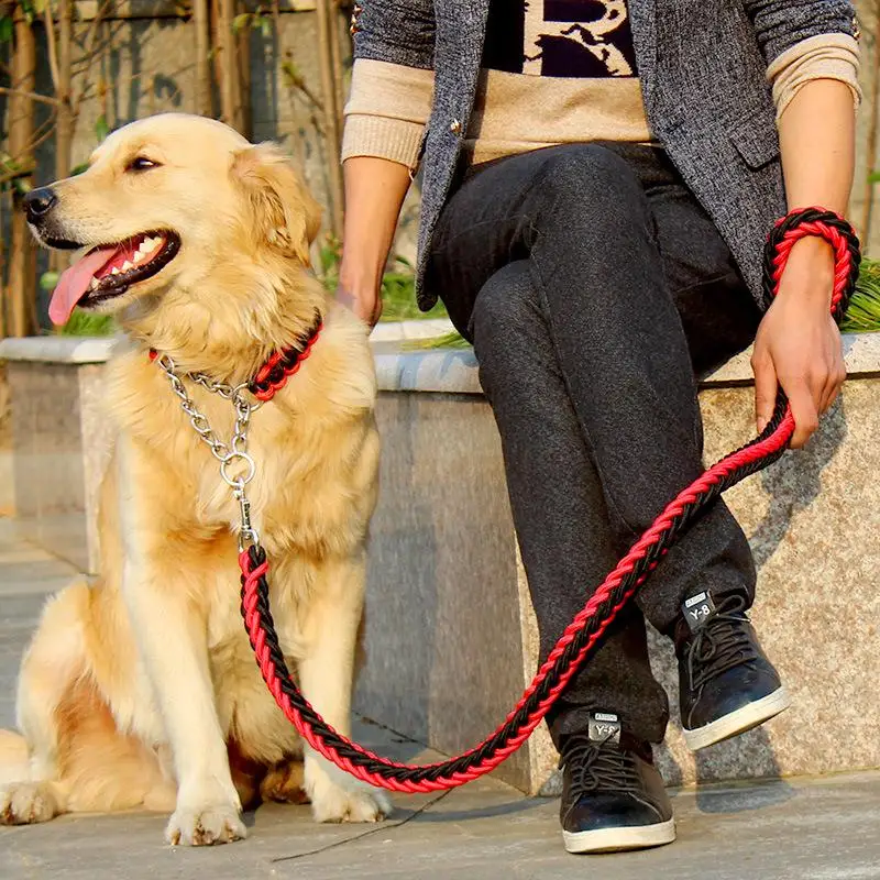 Šunų antkaklis didelis šuo, virvė, stereotipinis virvę P Grandinės pet ranka laikydami virvę pavadėlio traukos diržo Gamyklos didmeninės 1