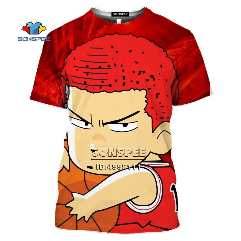 Japonija Karšto Anime SLAM DUNK Krepšinio Komanda Sakuragi 3D Print T Shirt Vyrai Moterys Vasaros marškinėliai Atsitiktinis Marškinėliai, Negabaritinių 0