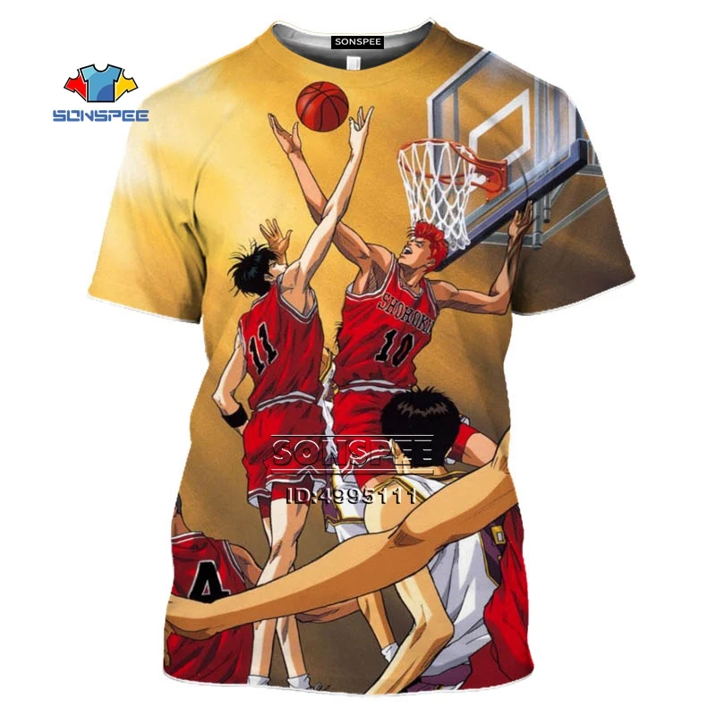 Japonija Karšto Anime SLAM DUNK Krepšinio Komanda Sakuragi 3D Print T Shirt Vyrai Moterys Vasaros marškinėliai Atsitiktinis Marškinėliai, Negabaritinių 1